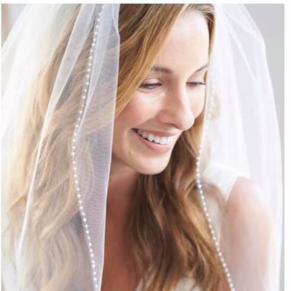 Cathedral pearl edge wedding veil